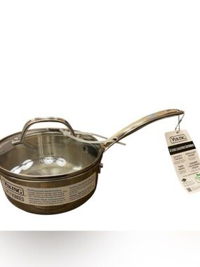 1.5 Qt Viking Stainless Steel Saucepan with Glass Lid, 3-Ply New
